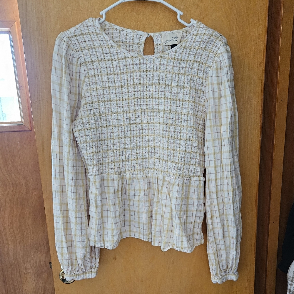 Yellow and Orange Plaid Blouse